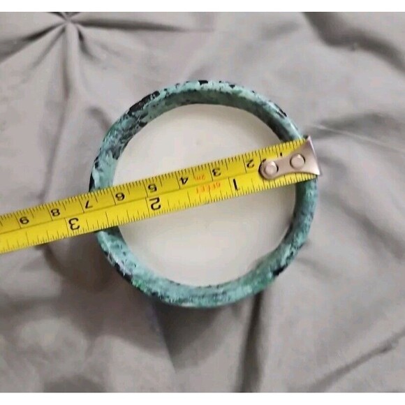 Cute Artistic Decor Candle In Green & Black Wash Clay Pot 3in X 3in - Picture 6 of 6